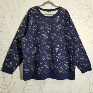 George Navy Floral Printed Cotton Blend Crewneck Sweatshirt